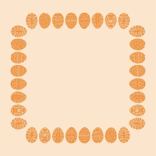 复活节方格与蛋。 粘贴假日背景。 矢量涂鸦轮廓。 复制空间 — 图库矢量图片