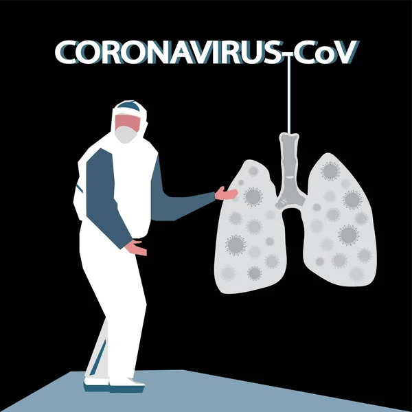 Коронавірус CoV у легенях ізольований. Симптоми. Здоров'я та медицина. Вірус у Китаї. Плоский вектор — стоковий вектор