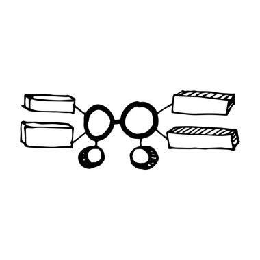 Doodle tarzı bilgi tablosu. Vektör çizgisi çizimi. İşiniz için şema.