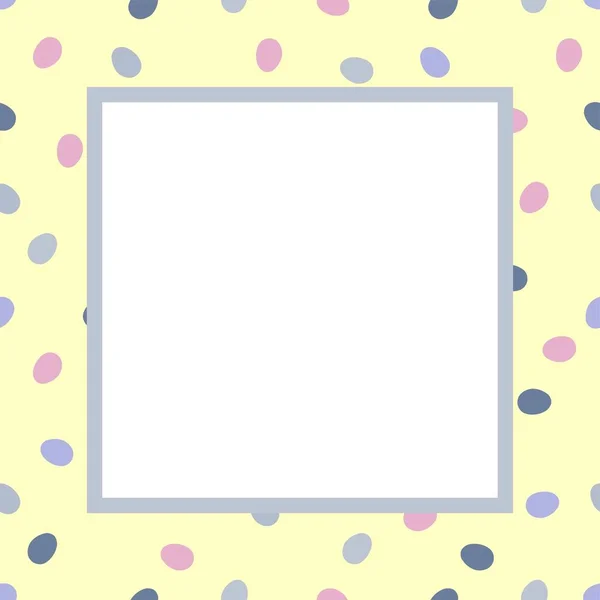 Easter square frame with eggs print. Pastel holidays background. Vector doodle outline illustration. — 스톡 벡터