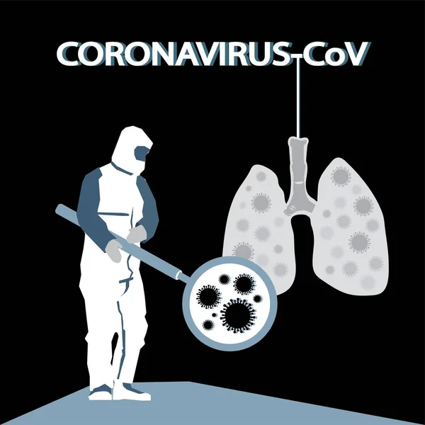 Коронавірус CoV у легенях ізольований. Симптоми. Здоров'я та медицина. Вірус у Китаї. Плоский вектор — стоковий вектор