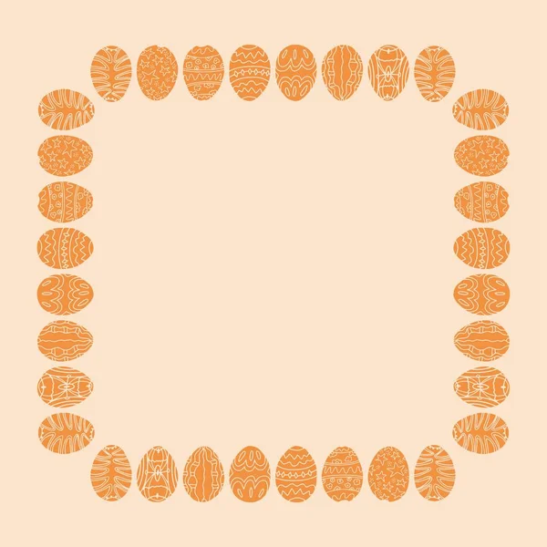 复活节方格与蛋。 粘贴假日背景。 矢量涂鸦轮廓。 复制空间 — 图库矢量图片