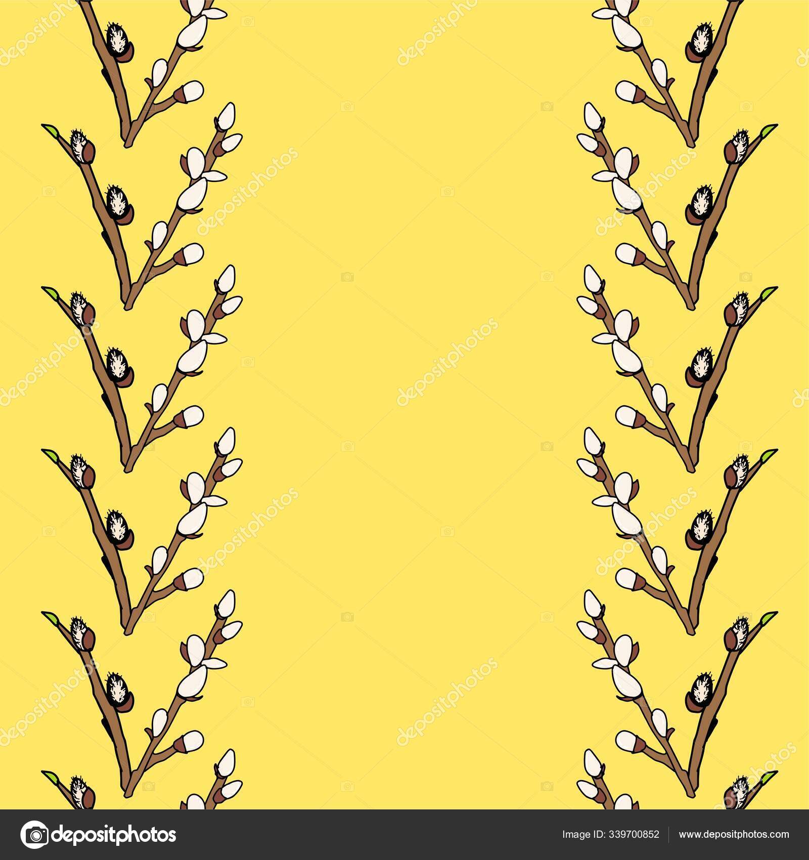 Sprigs Of Willow Seals Isolated On Yellow Square Easter Background With Copy Space Place For Text Vector Image By C Anastasiaverich Vector Stock Sprigs Of Willow Seals Isolated On Yellow Square Easter Background With Copy Space Place For Text Vector Image By C Anastasiaverich Vector Stock