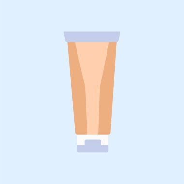 Mavi arka planda düz stil yüz ve vücut kremi var. Koruyucu güneş kremi. Vektör stok illüstrasyonu.