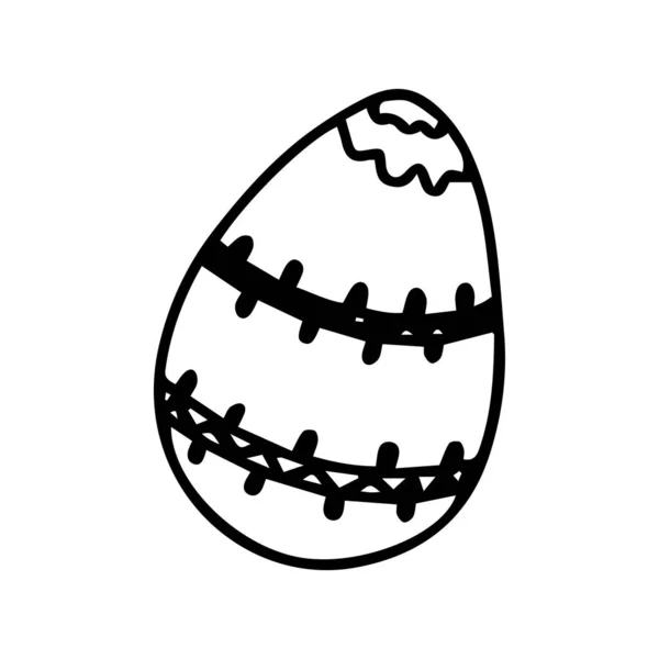 Huevo de Pascua aislado sobre fondo blanco. Tatuaje de esquema. Ilustración de garabatos vectoriales . — Vector de stock