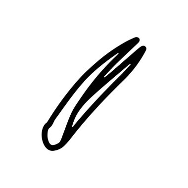 Medical tweezers in hand drawn doodle style isolated on white background. Vector stock outline illustration. Single. Sign element. Medical equipment. Logo. Print. Line art. Coloring book. Logotype.