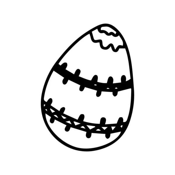 Easter Egg Isolated White Background Outline Tattoo Vector Doodle Illustration — Stock Vector