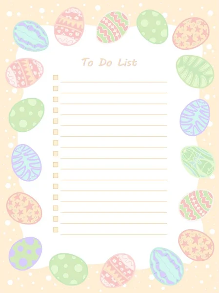 Cozy Easter Weekly Planner List Paschal Eggs Vector Vertical Background — 스톡 벡터
