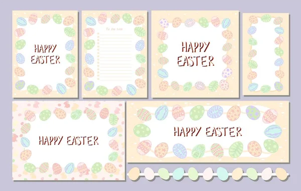 Szczęśliwej Kolekcji Wielkanoc Jaj Paschalnych Media Społecznościowe Plakaty Opowiadań Baner — Wektor stockowy
