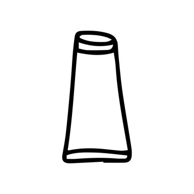 Beyaz arka planda karalama tarzında güneş kremi olan bir tüp. İmza simgesi. Vektör çizgisi çizimi. Simge ya da sembol olarak kullanılabilir. Nemlendirici el ve ayak kremi. El çizimi logo.