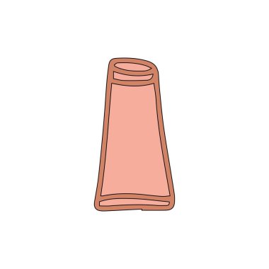 Beyaz arka planda izole edilmiş, çizgi film tarzında güneş kremi olan bir tüp. İmza simgesi. Vektör basit illüstrasyon. Simge ya da sembol olarak kullanılabilir. Nemlendirici el ve ayak kremi. El çizimi logo.