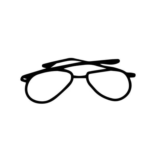 Lunettes Soleil Style Doodle Isolées Sur Fond Blanc Icône Signe — Image vectorielle