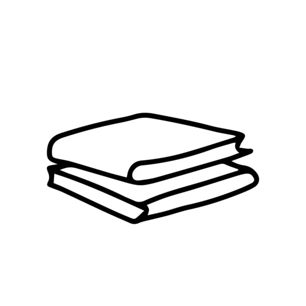 Pilha Livros Estilo Doodle Isolado Fundo Branco Ícone Sinal Ilustração — Vetor de Stock