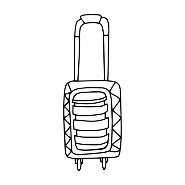 Valigia Viaggio Stile Doodle Isolata Sfondo Bianco Icona Del Segno — Vettoriale Stock