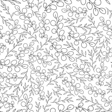 Taslak çiçek desenli ve arka planda iz bırakır. Zarif bir bitki geçmişi var. Karmaşık modern. El işi kağıt nazik yapraklar, dallar karalama çizimi. Duvar kağıdı, tekstil, kumaş, ambalaj tasarımı..