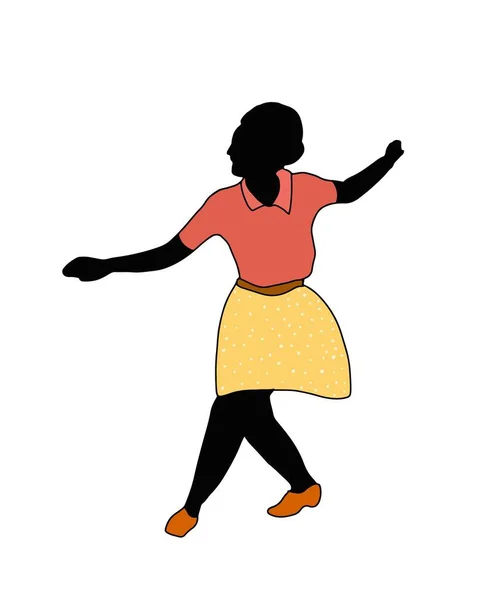 Hora de la fiesta de jazz swing. Parejas bailando aisladas en blanco en estilo de dibujos animados. Gente de 40 o 50 años. Hombres y mujeres en swing, jazz, lindy hop o boogie woogie party. Ilustración vectorial vintage . — Archivo Imágenes Vectoriales