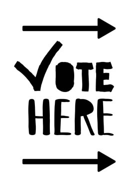 Çek işaretli oy 2020. ABD başkanlık seçimi 2020. Vektör ana hatları izole edildi. Oy kullanma hakkının yönünü. Siyasi seçim. Başkanlık bayrağı. Sağ ok.