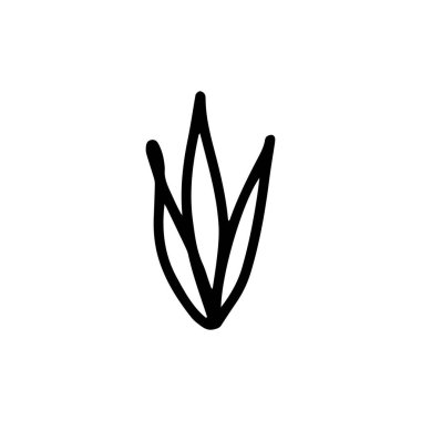 El yapımı bitkisel dal yaprakları. Çiçek filizi. Bahar çiçeği, düğmeler, bıçak, çalılık beyaz arka planda izole edilmiş. Düğün tasarımı için karalama çizgisi vektör çizimi