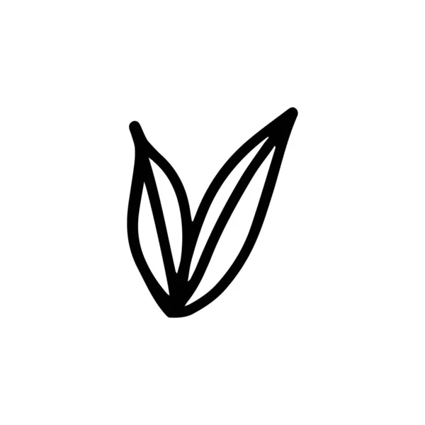 Знак Рука Намальована Трав Яним Листя Twig Квіткова Гілочка Весняна — стоковий вектор