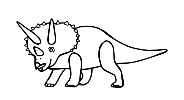 Dinosaurio Triceratops Libro Para Colorear Para Niños Adultos Elegante Mano — Archivo Imágenes Vectoriales