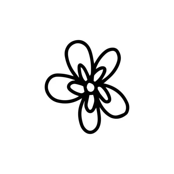 Teken kruidenpruik bladeren. Bloemen takje. Voorjaarsbloem, knoppen geïsoleerd op witte achtergrond. Doodle outline vector illustratie — Stockvector