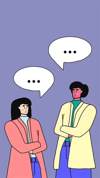 Üzgün Adam Kadın Birbirlerini Anlamıyorlar Evli Çift Konuşuyor Karı Koca — Stok Vektör