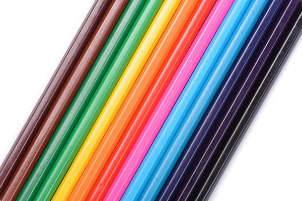 Ołówki Kolorowe Białym Tle — Zdjęcie stockowe