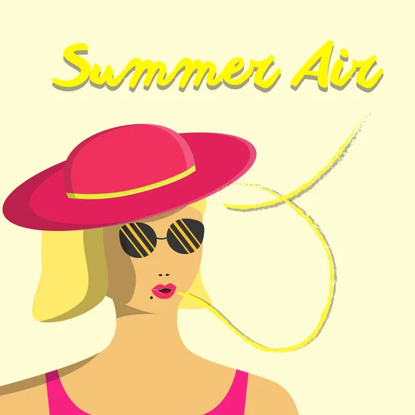 Verano Aire Verano Chica Fondo Vector Ilustración — Foto de Stock