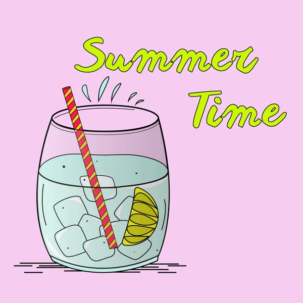 Summer Time Summer Drinks Cocktail Ice Background Vector Illustration — Stock Photo, Image