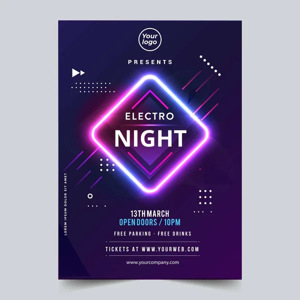 Dance Club Night Party Flyer Brochure Layout Skabelon Club Party – Stock-vektor