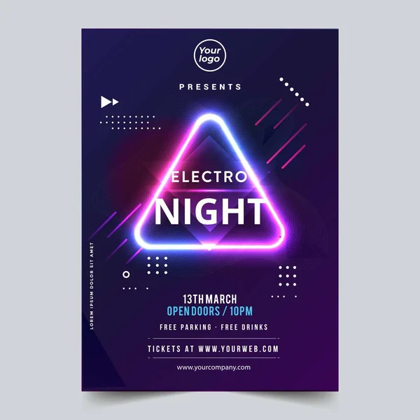 Dance Club Night Party Flyer Brochure Lay Out Sjabloon Club — Stockvector