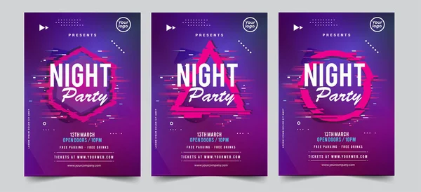Dance Club Nacht Party Flyer Broschüre Layout Vorlage Club Party — Stockvektor