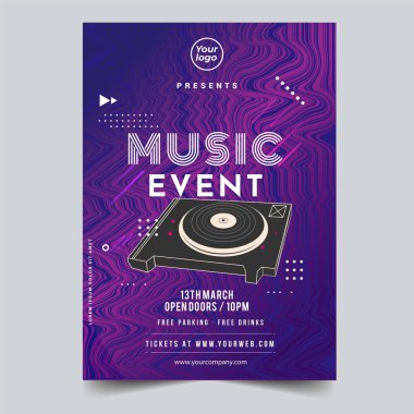 Dans Kulübü Gece Partisi Broşür Şablonu. Club Party Banner tasarımı. Vektör illüstrasyonu - Vektör