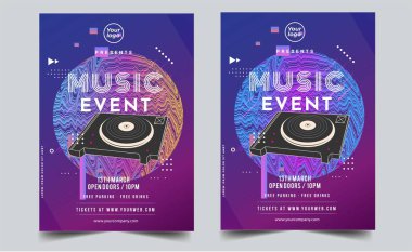 Dans Kulübü Gece Partisi Broşür Şablonu. Club Party Banner tasarımı. Vektör illüstrasyonu - Vektör