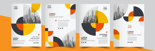 Volantino Brochure Design Modello Business Copertura Geometrica Cerchi Tema Colore — Vettoriale Stock