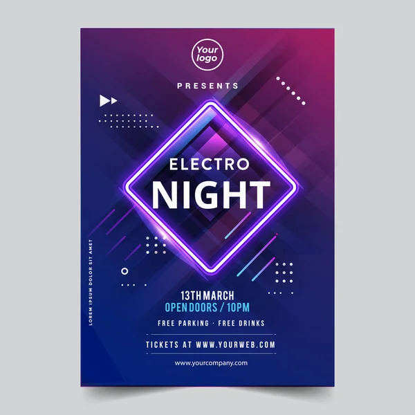 Dance Club Night Party Flyer Brochure Lay Out Sjabloon Club — Stockvector