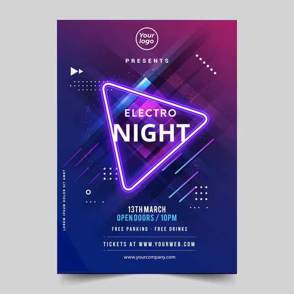 Dance Club Night Party Flyer Brochure Lay Out Sjabloon Club — Stockvector