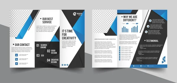 Geometric Blue Elegance Business Trifold Business Brochure Brochure Flyer Template — Vettoriale Stock