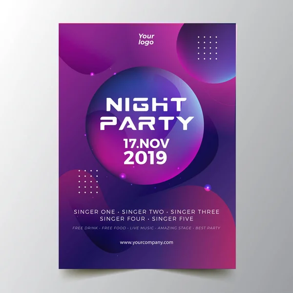 Vector Iilustration Dance Club Night Summer Party Poster Flyer Layout - Stok Vektor