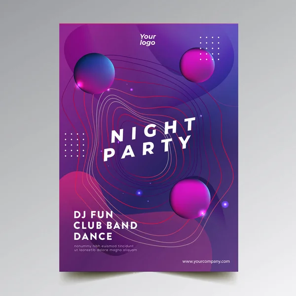 Vector Iilustratie Dance Club Night Summer Party Poster Flyer Layout — Stockvector