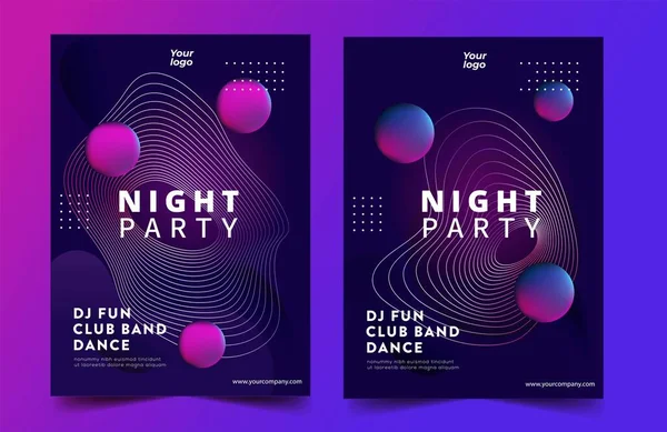 Vector Iilustration Dance Club Night Summer Party Poster Flyer Layout - Stok Vektor