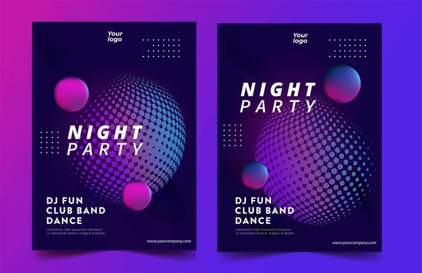 Vector Iilustration Dance Club Night Summer Party Poster Flyer Layout — Stock Vector