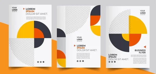 Volantino Brochure Design Modello Business Copertura Geometrica Cerchi Tema Colore — Vettoriale Stock