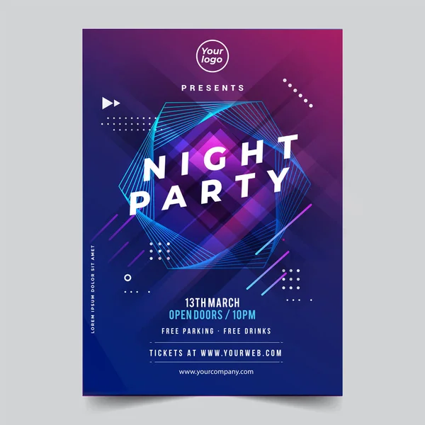 Vector Iilustration Dança Clube Noite Verão Festa Poster Flyer Layout — Vetor de Stock