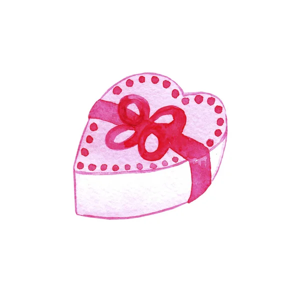 Hand Drawn Pink Watercolor Gift Bow Isolated White Background Best — 스톡 사진