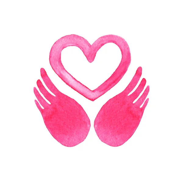 Acuarela Dibujada Mano San Valentín Estampado Con Corazón Rosa Con — Foto de Stock