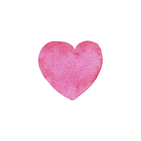 Handgetekende Aquarel Valentijnsdag Roze Hart Witte Achtergrond Romantisch Ontwerp Voor — Stockfoto