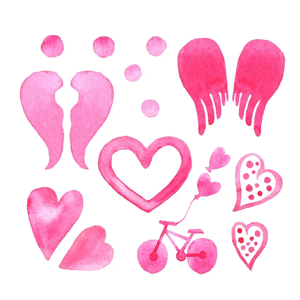 Set Verzameling Van Met Hand Getekende Roze Aquarel Cliparts Van — Stockfoto