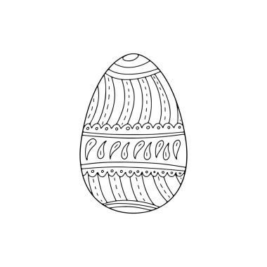 El çizimi Paskalya yumurtası, karalama süsüsüyle, boyama kitabı için dekoratif öğeler. Dekorasyon, logo, sembol, baskı, hatıra defteri, tebrik kartı, davetiye için en iyisi
