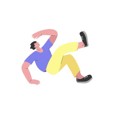 Dans eden adam vektör çizimi beyaz arka planda izole edildi. Renkli daire ve çizgi karışık illüstrasyon. Broşür, davetiye, parti, müzik festivali, afiş, baskı için tasarım